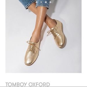 Oxford Metallic Gold Leather Loafers